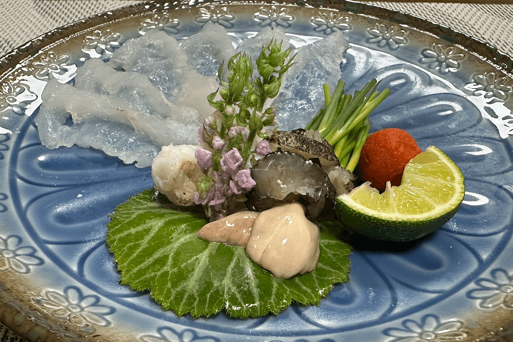 天然鬼虎魚の薄造り